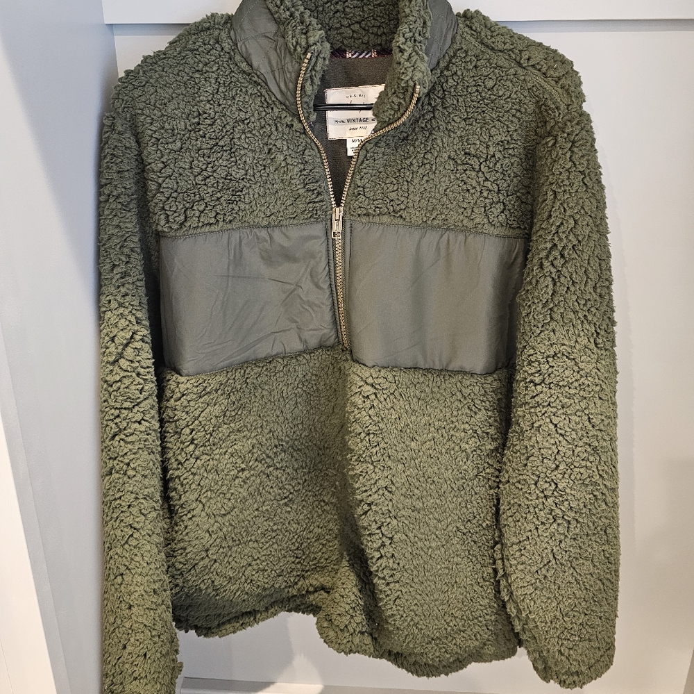 Mens medium army green vintage weatherproof 1/4 zip pullover